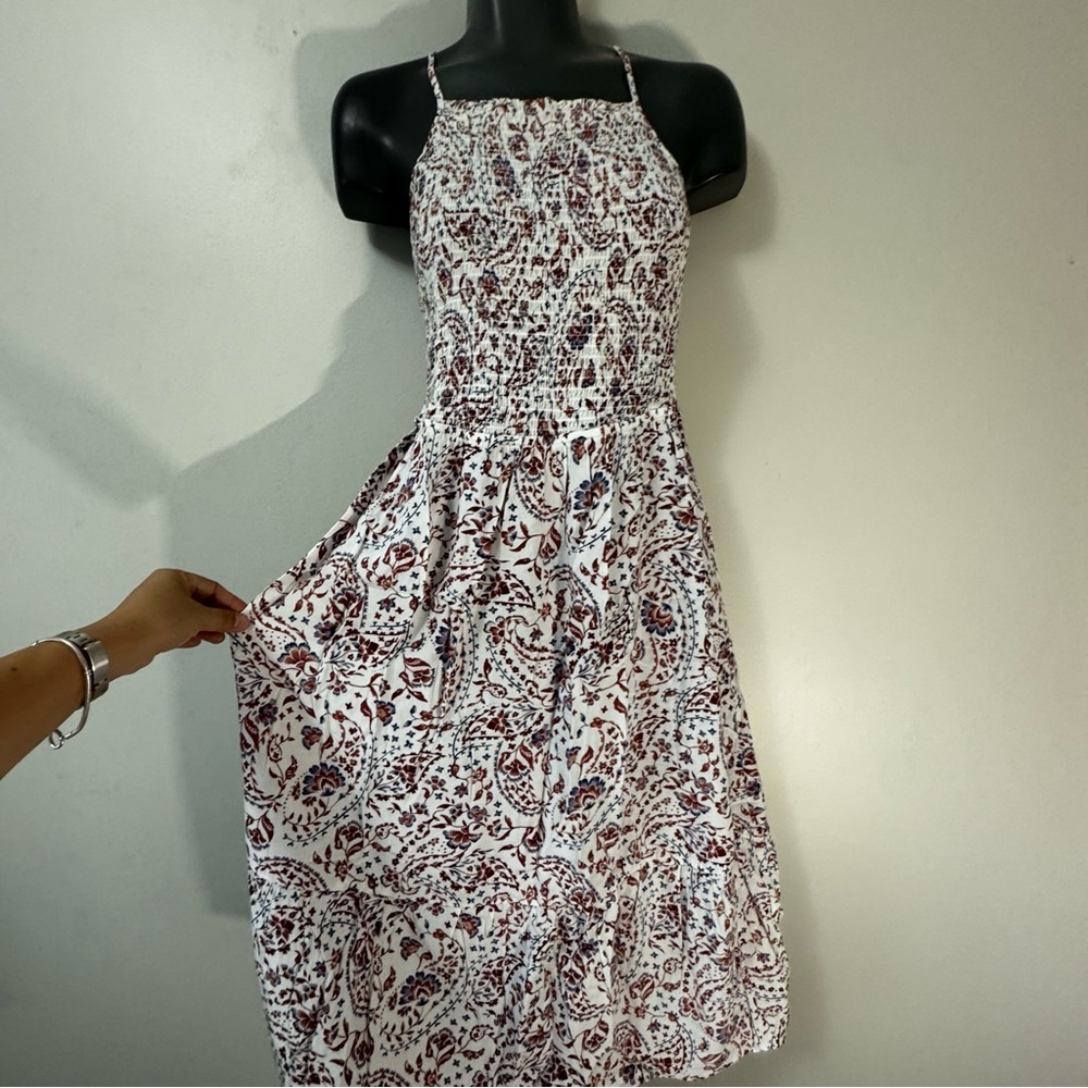 Signature  White and Brown Patterned Women's Dress
